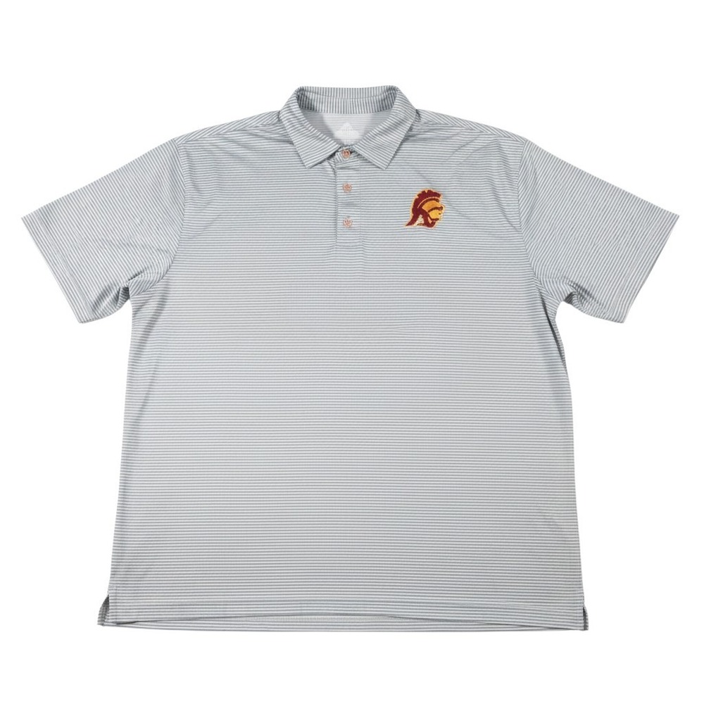Vansport USC Trojans Polo XL Grey Striped Performance Short Sleeve 2420 DGY